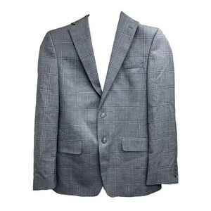 Calvin Klein Blazer Men 40R Gray Multi Plaid 70% Wool Slim Fit